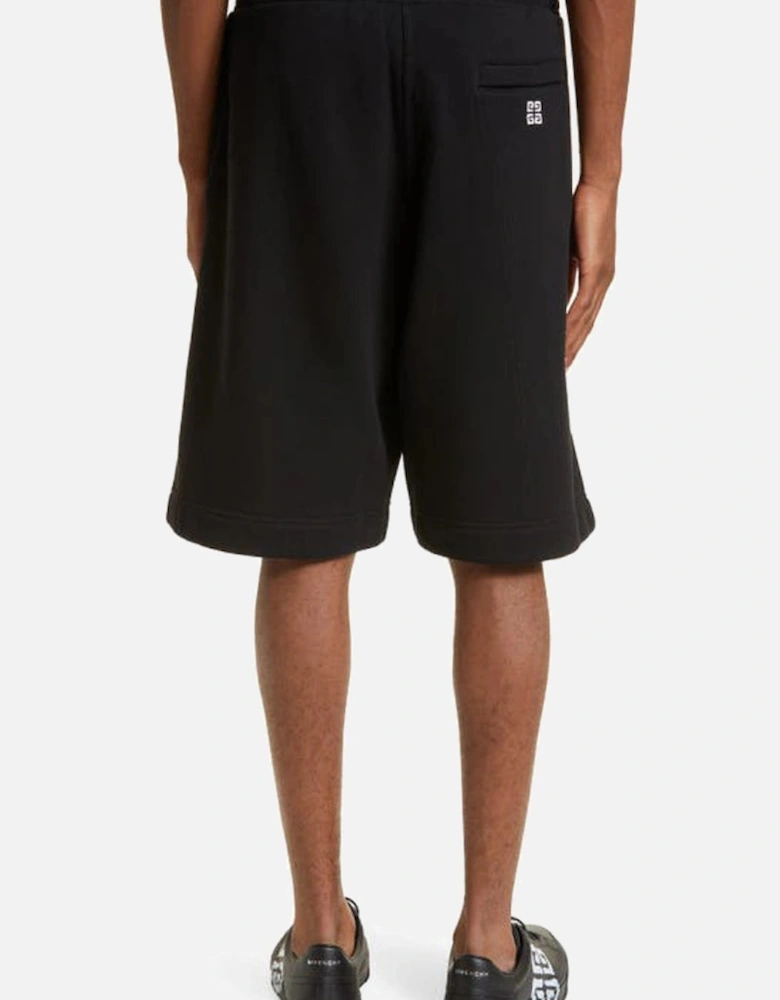 College Logo Embroidered Cotton Shorts in Black