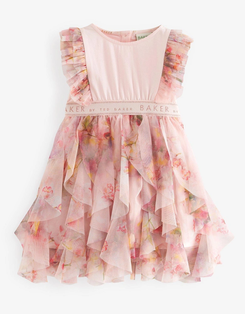 Ruffle Mesh Mockable Dress - Pink