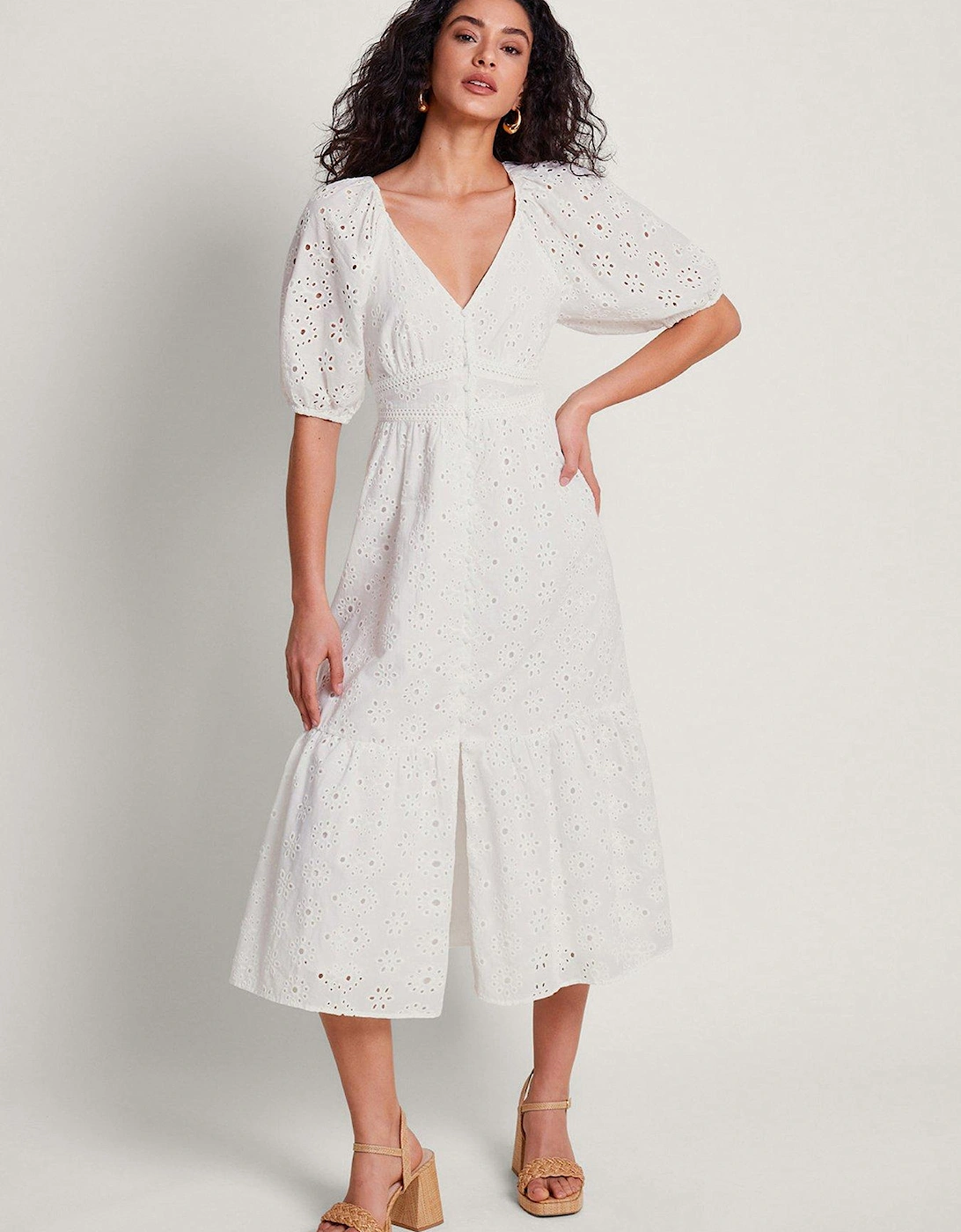 Bettie Broderie Dress - White, 2 of 1
