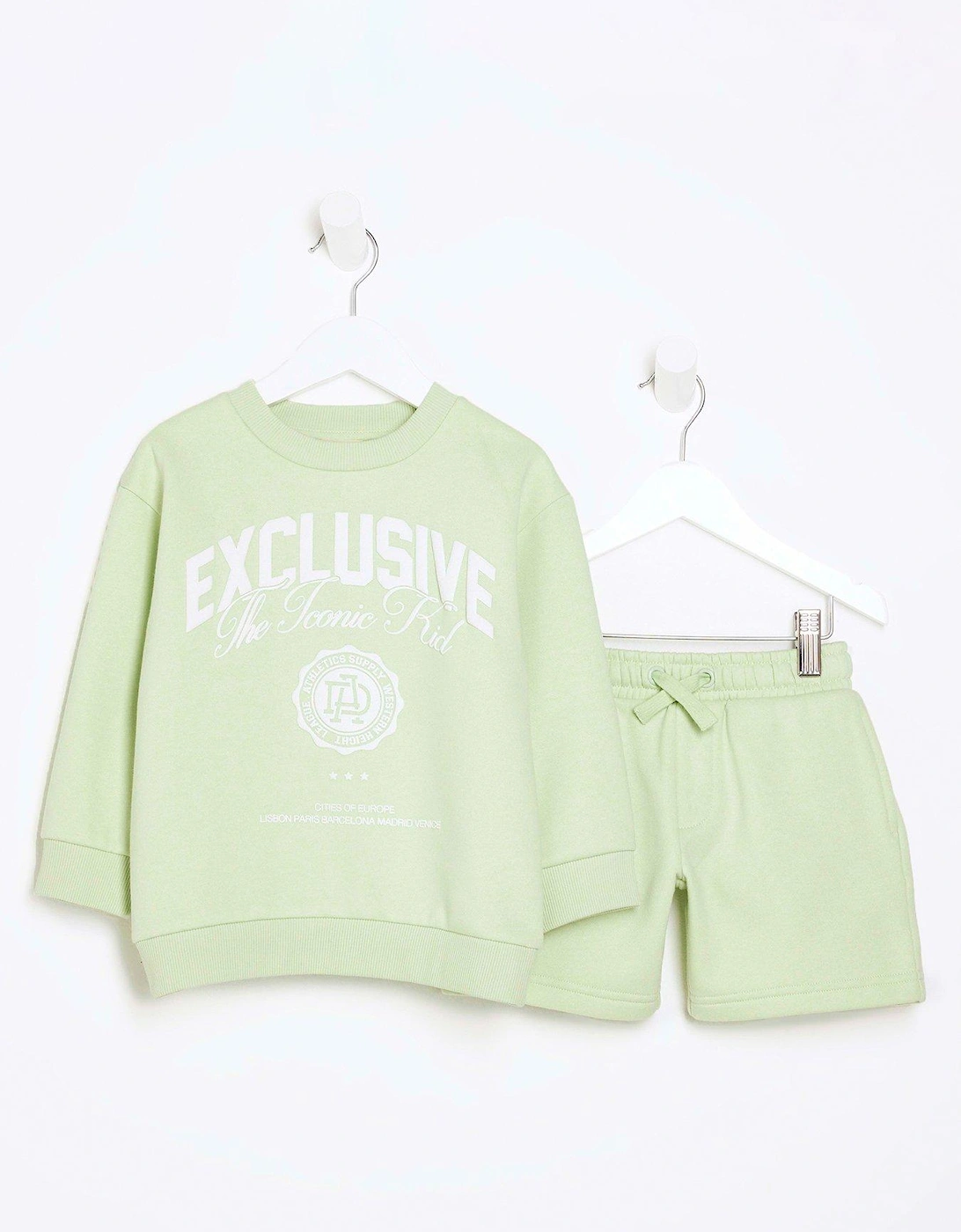 Mini Mini Boys Graphic Sweatshirt Set - Green, 2 of 1