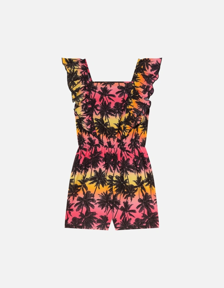 Girls Ombre Palm Playsuit - Multi