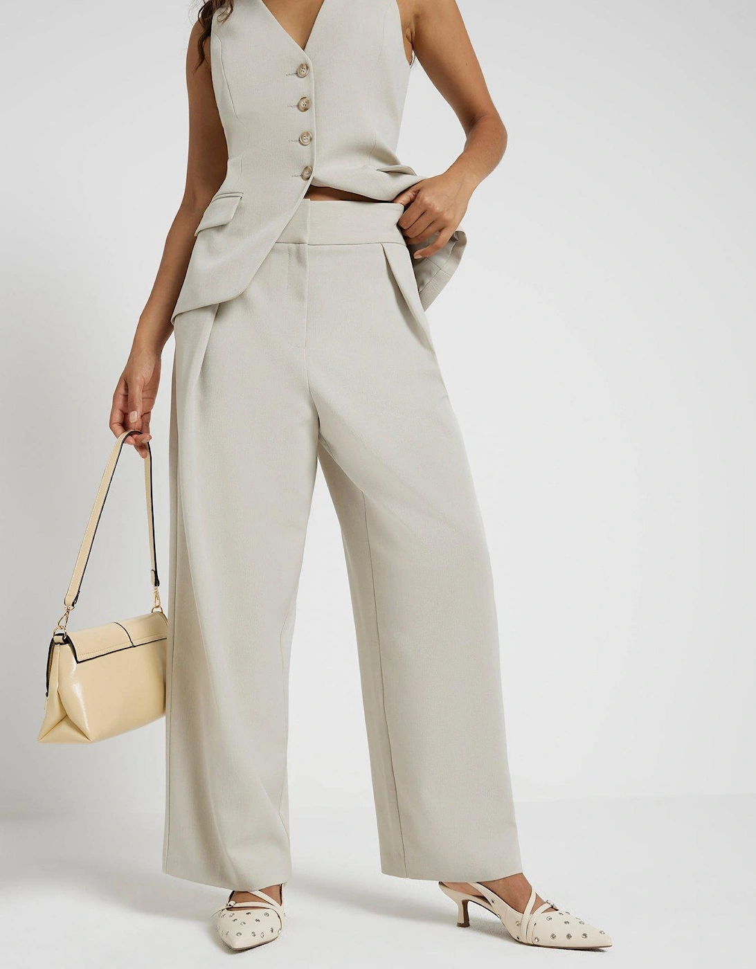 Petite Wide Leg Trousers - Green, 2 of 1