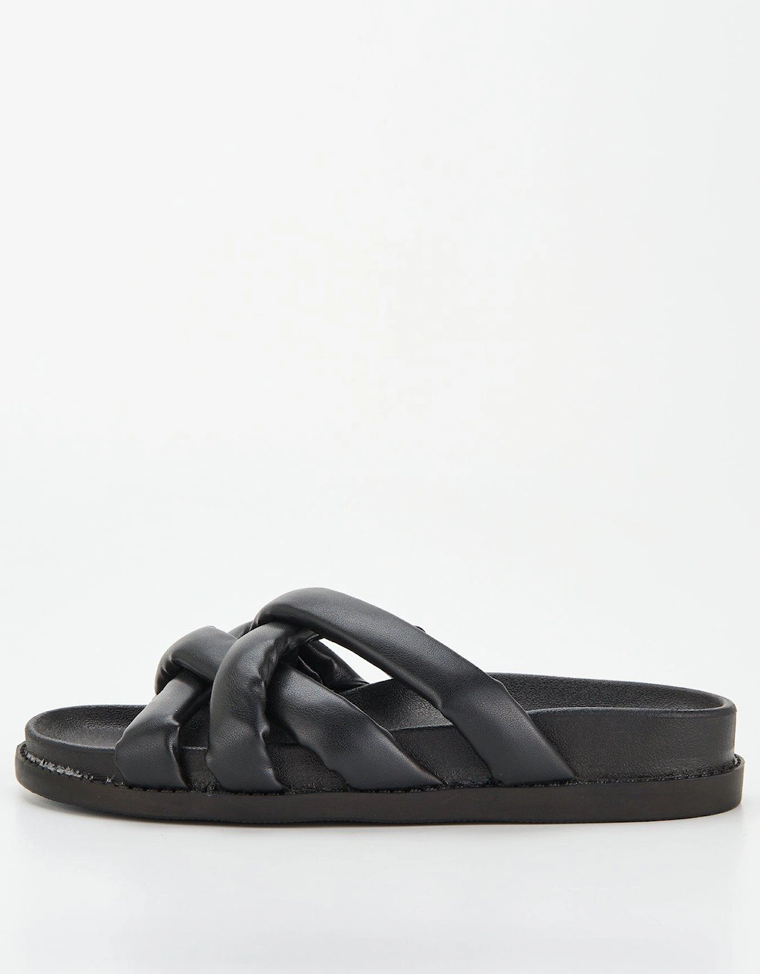 Extra Wide Strappy Footbed Slider Sandal - Black, 7 of 6