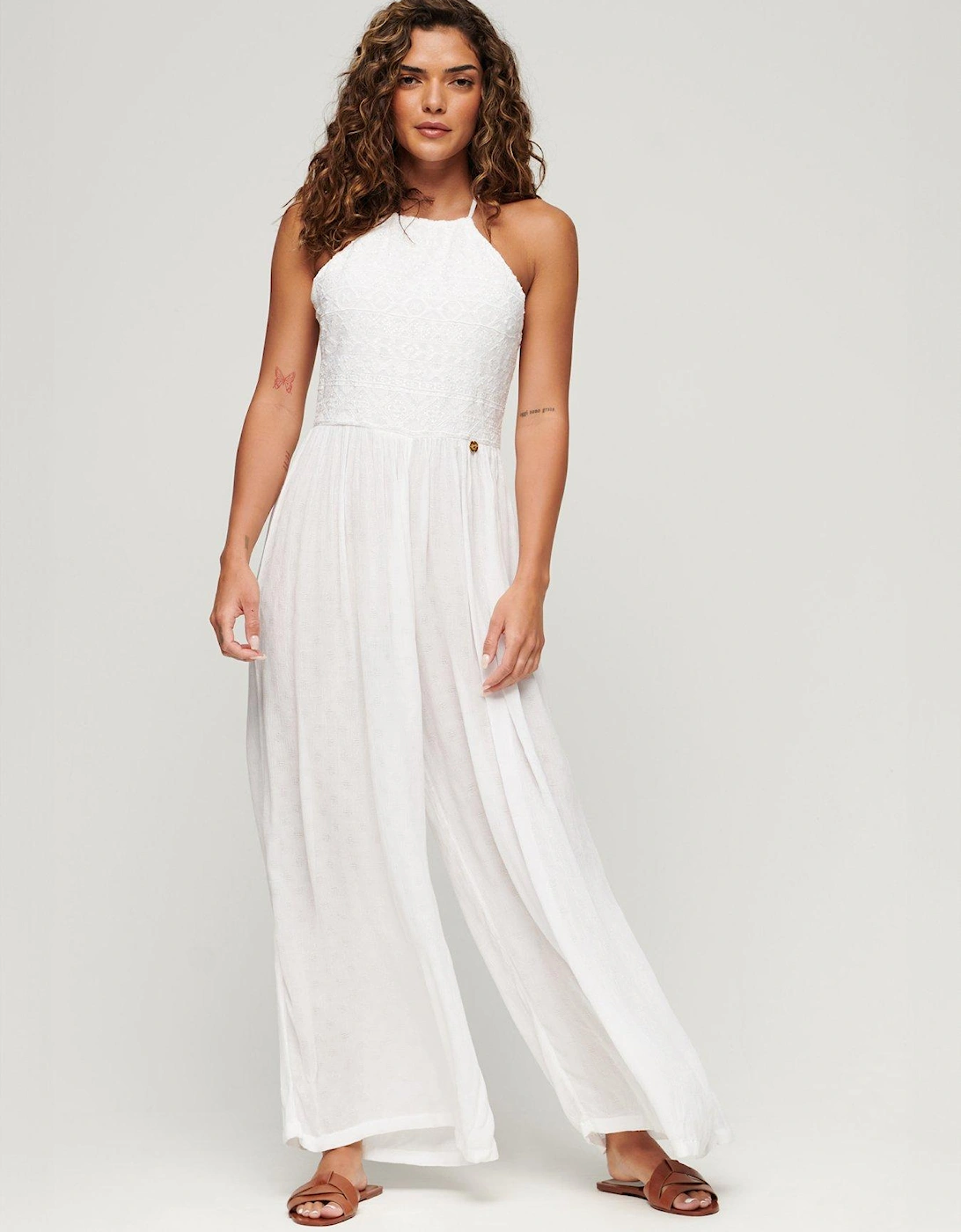 Embroidered Jumpsuit - White, 2 of 1