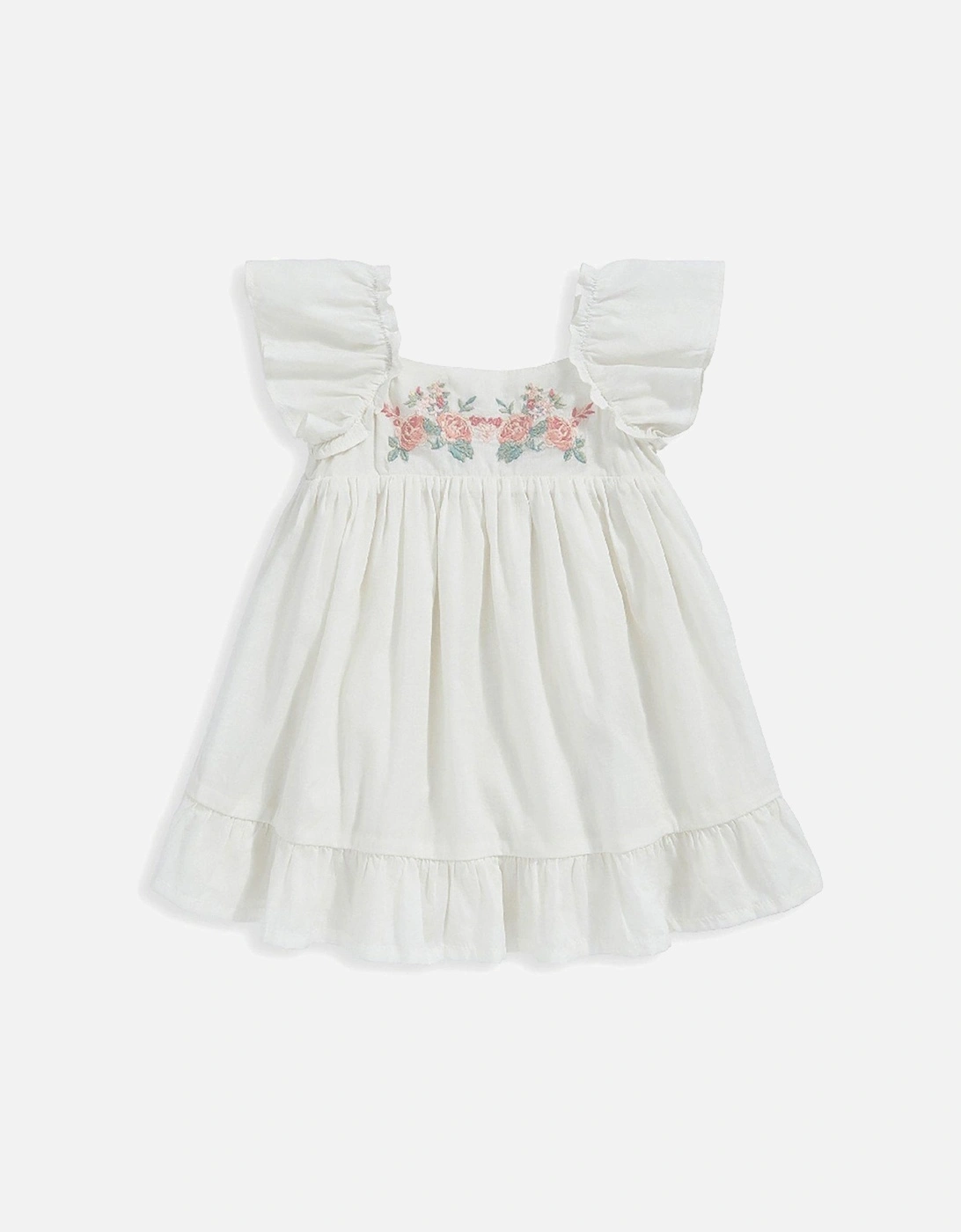 Baby Girls Embroidered Flower Dress - White, 2 of 1
