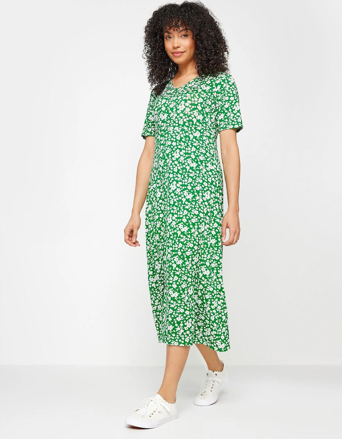 Green Ditsy Print V Neck Dress, 2 of 1