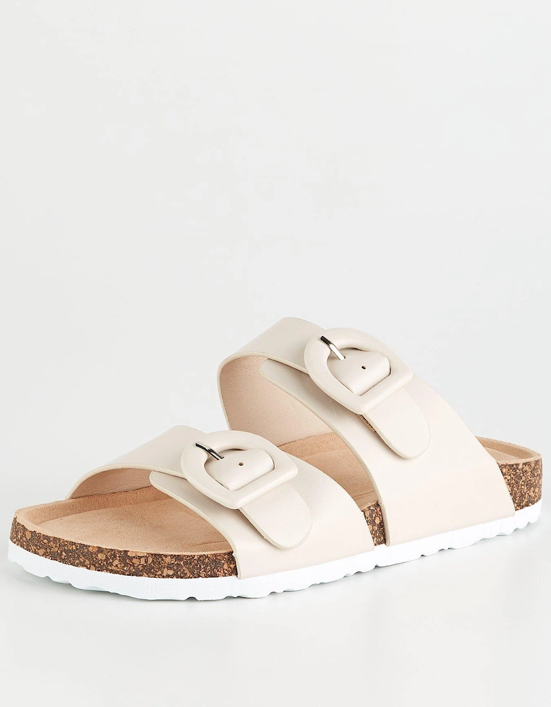 Extra Wide Fit Buckle Footbed Sandal - Cream, 7 of 6