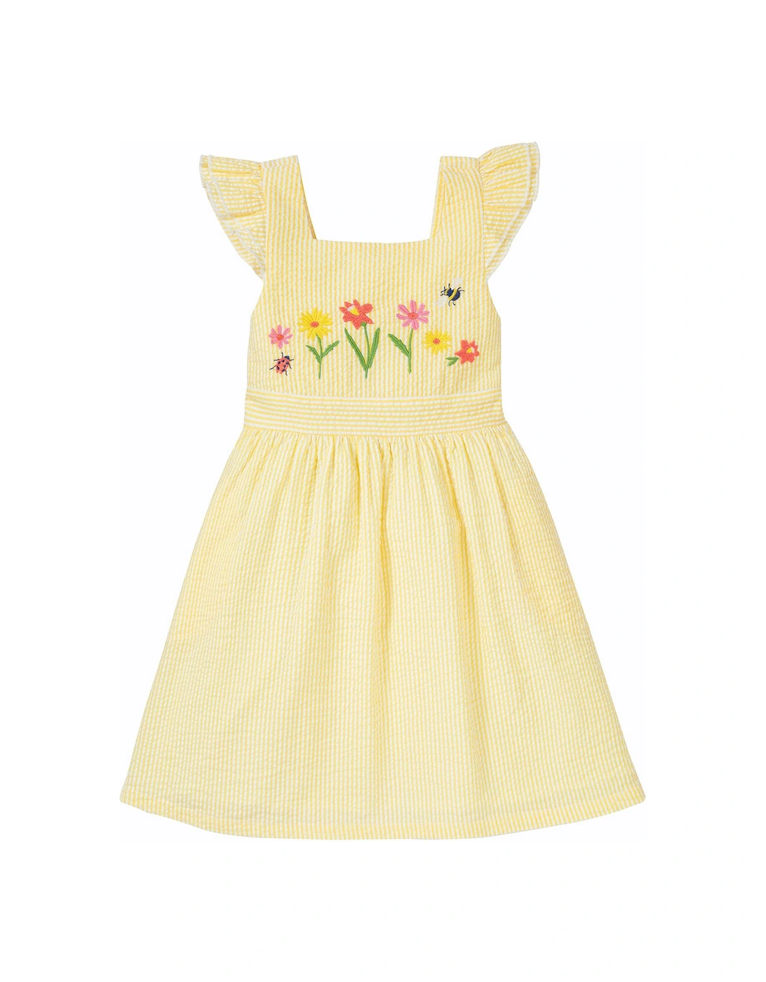 Girls Jasmine Seersucker Flower Dress - Yellow, 6 of 5