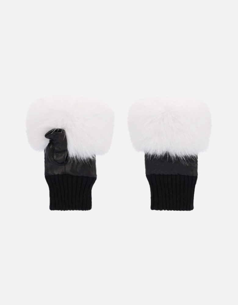 White Faux Fur Fingerless Gloves