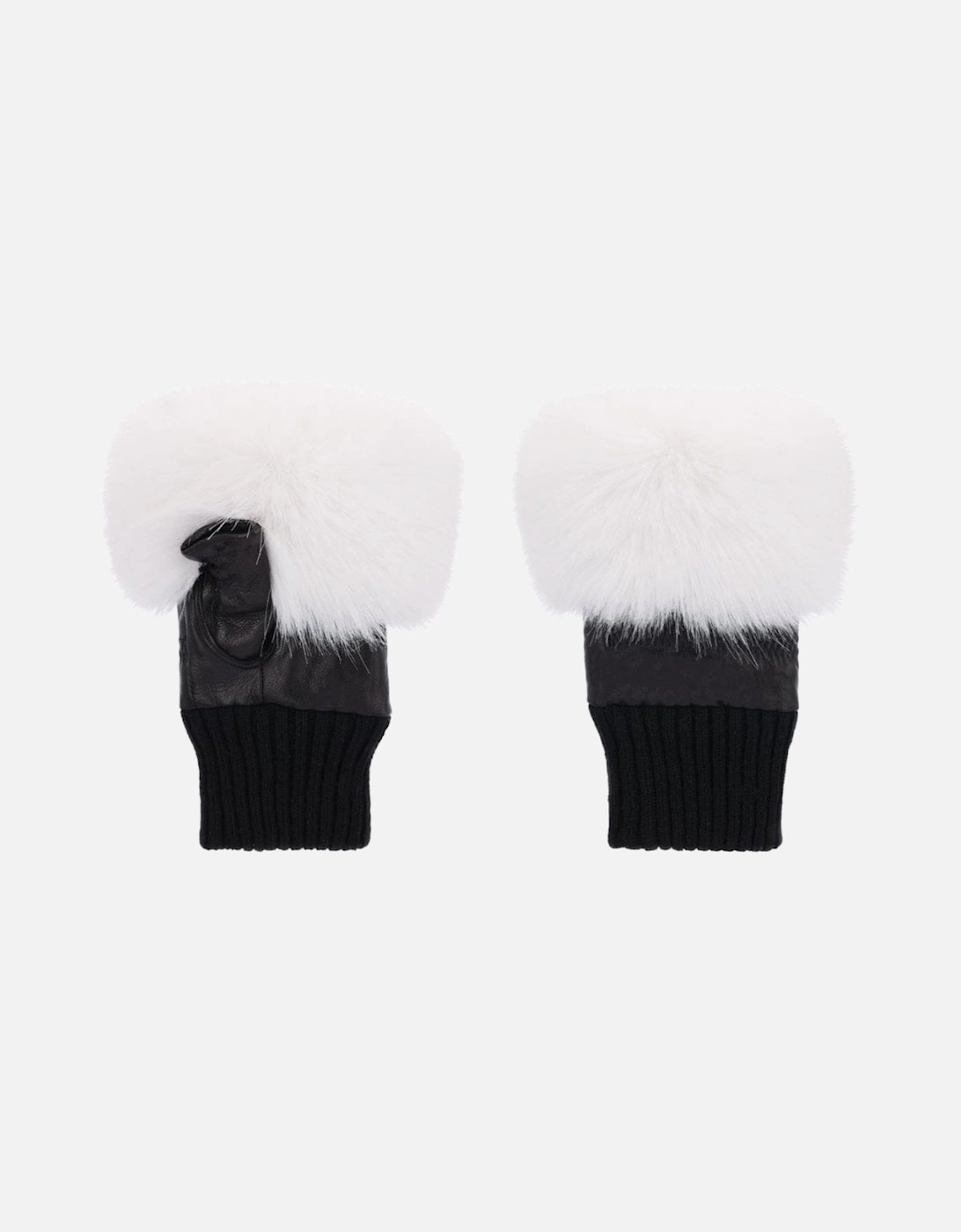 White Faux Fur Fingerless Gloves, 2 of 1