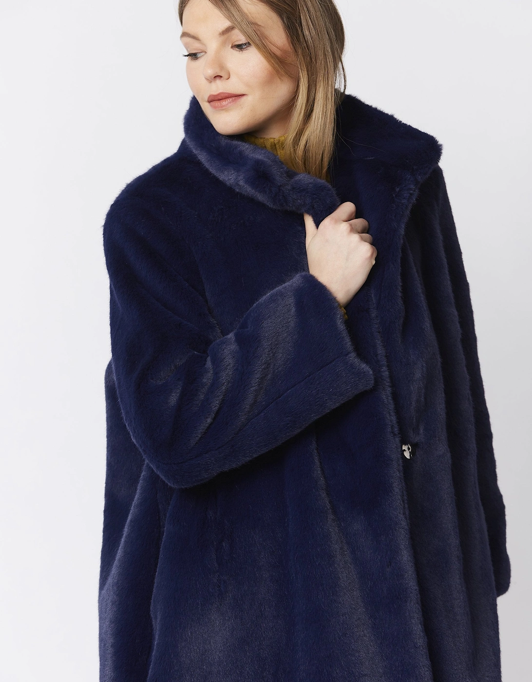 Blue Oversized Faux Fur Coat