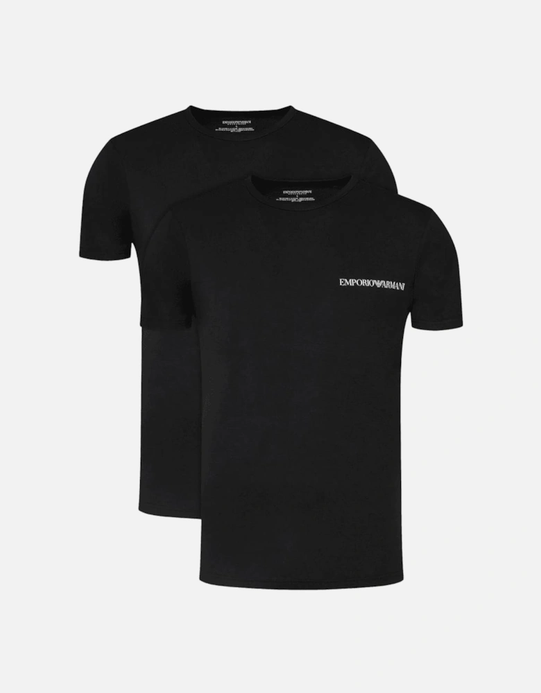 Cotton 2-Pack Round Neck EA Logo Black T-Shirt