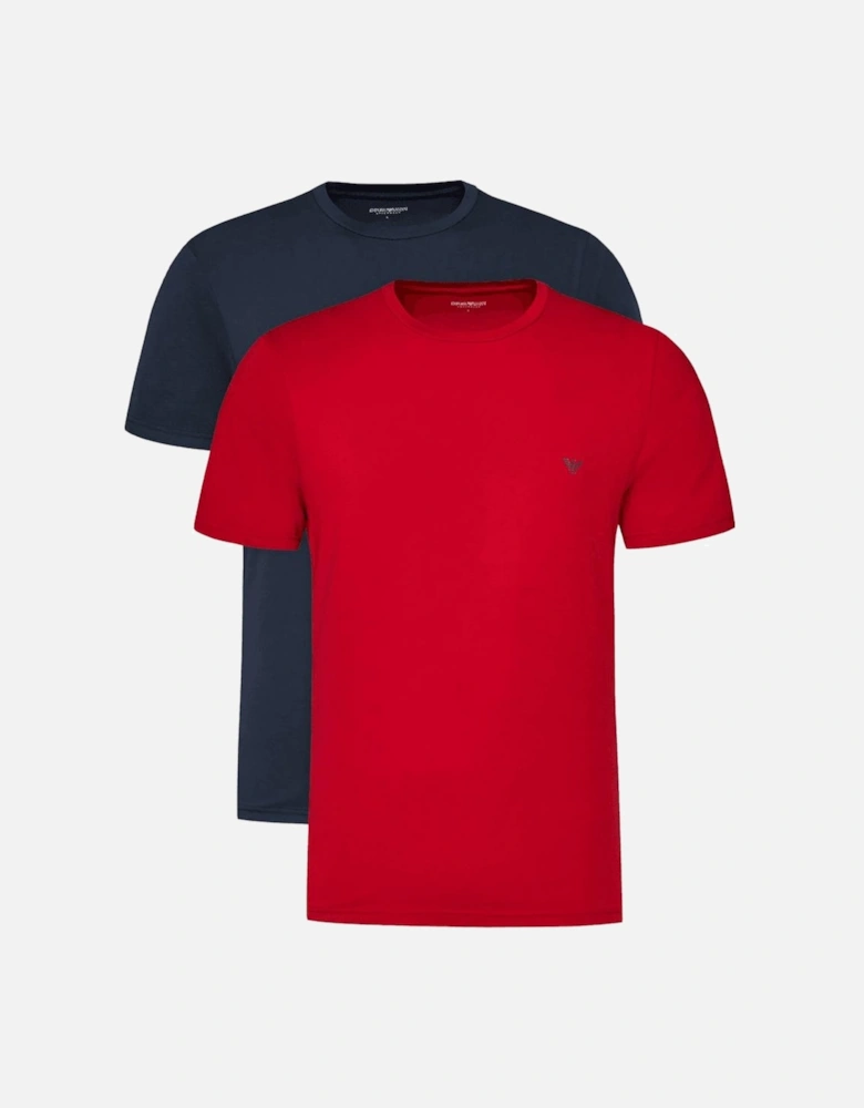 Cotton 2-Pack Round Neck Eagle Logo Red/Navy T-Shirt