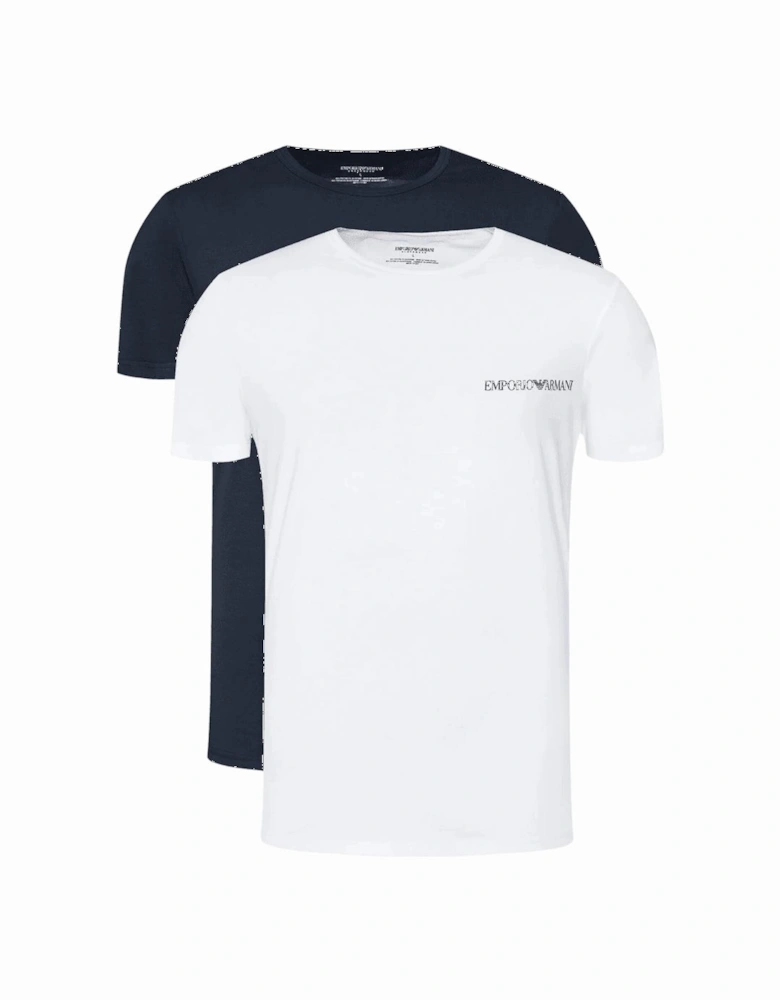 Cotton 2-Pack Round Neck EA Logo White/Navy T-Shirt