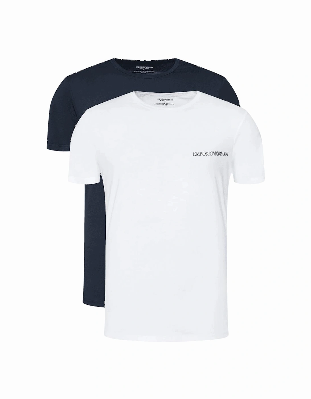 Cotton 2-Pack Round Neck EA Logo White/Navy T-Shirt, 2 of 1