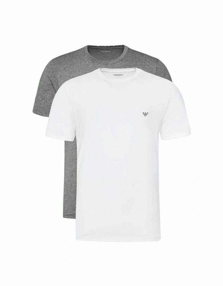 Cotton 2-Pack Round Neck Eagle Logo Grey/White T-Shirt