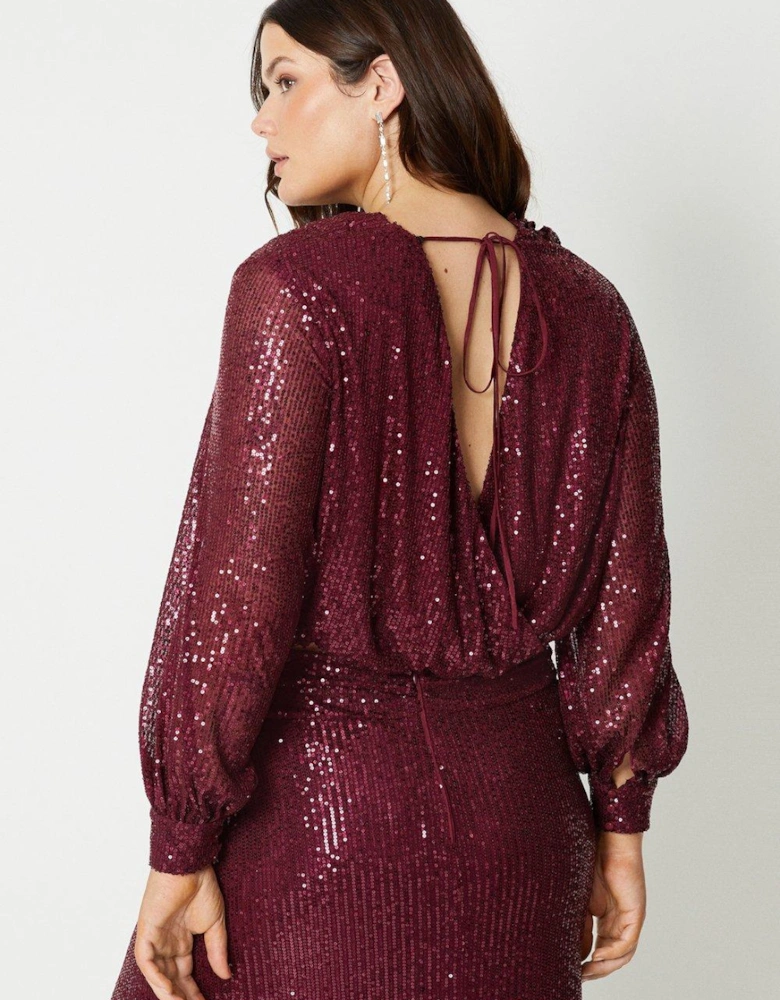 Plus Sequin Long Sleeve Top