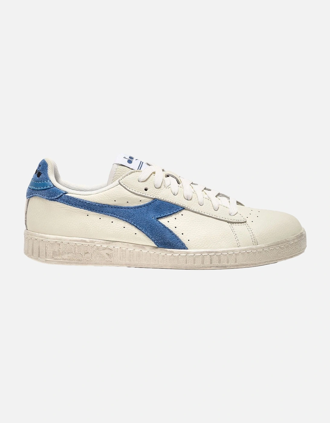 Mens Game Low Waxed Suede Pop Trainers (White/Blue), 7 of 6