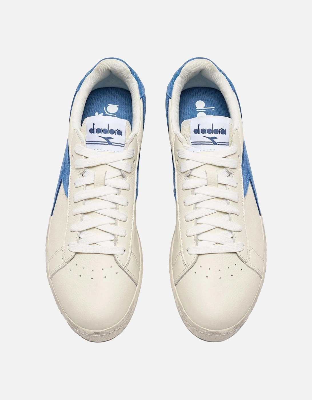 Mens Game Low Waxed Suede Pop Trainers (White/Blue)