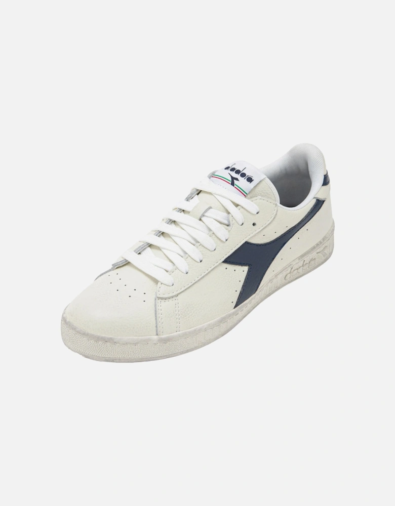Mens Game Low Waxed Trainers (White/Blue)