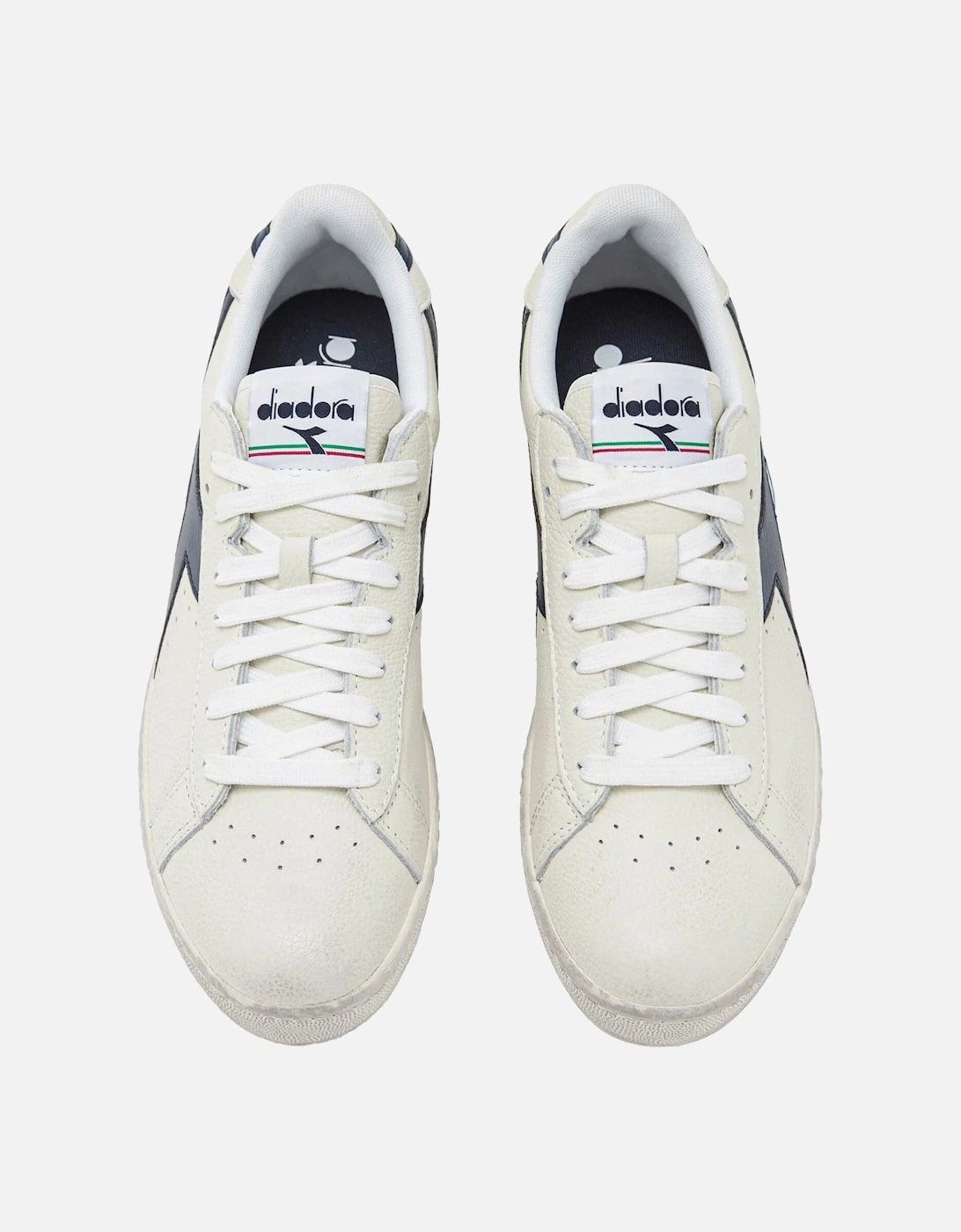 Mens Game Low Waxed Trainers (White/Blue)