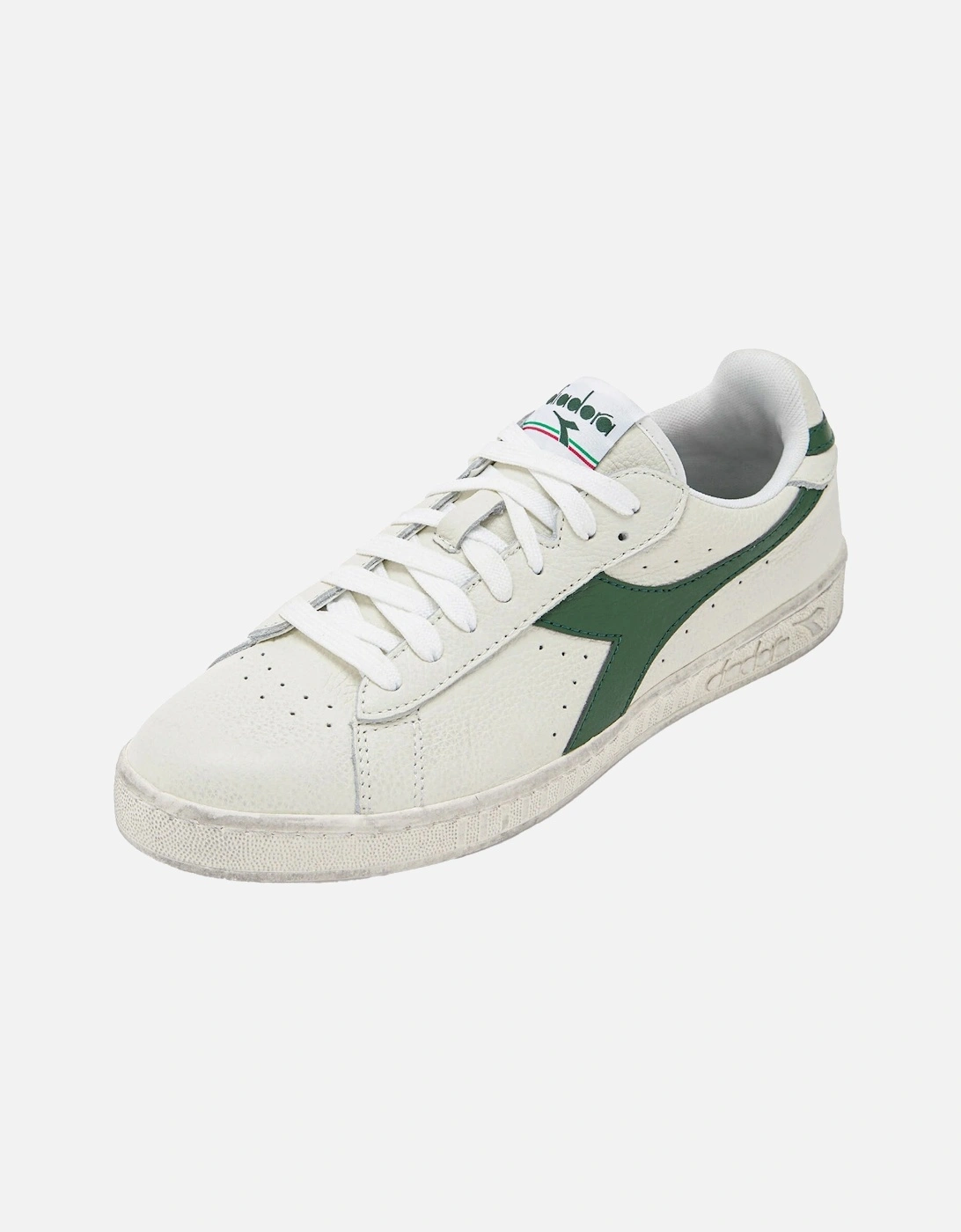 Mens Game Low Waxed Trainers (White/Green)