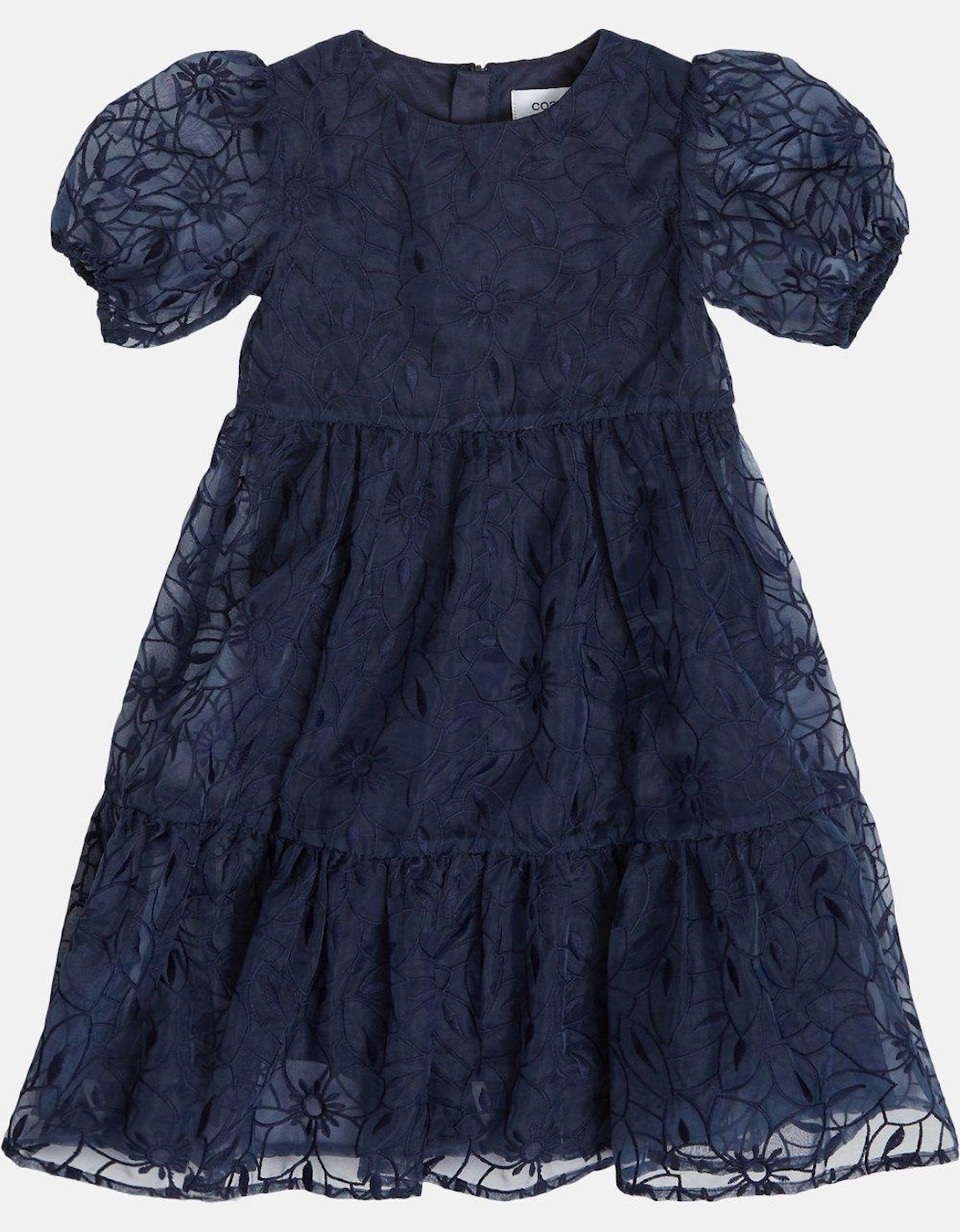 Girls Organza Lace Tiered Dress, 3 of 2
