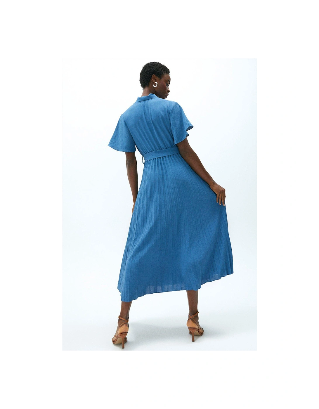 Wrap Front Pleated Skirt Dress