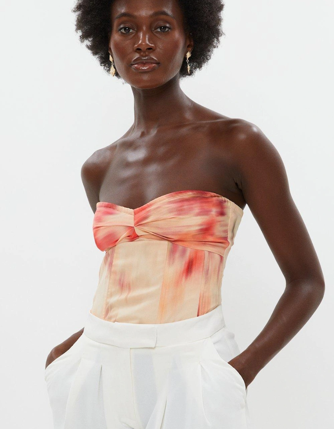 Printed Chiffon Bustier Top, 5 of 4