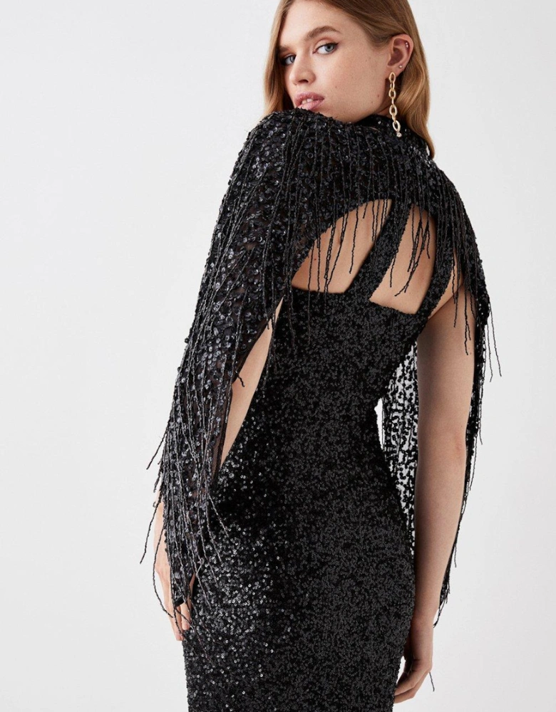 Sequin And Bead Embellished Cape