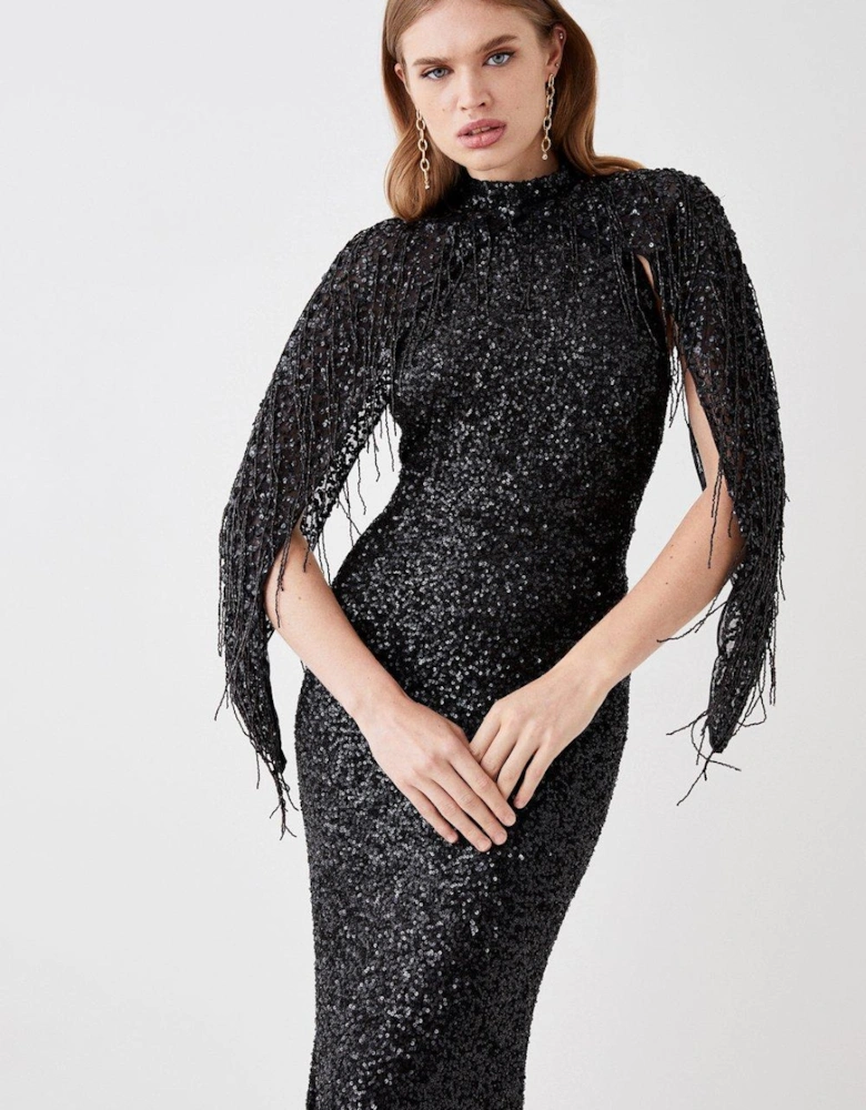Sequin And Bead Embellished Cape