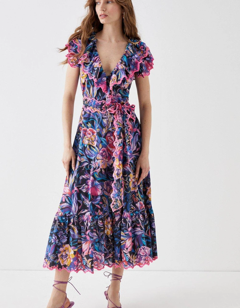 Alexandra Farmer Broderie Edge Printed Dress
