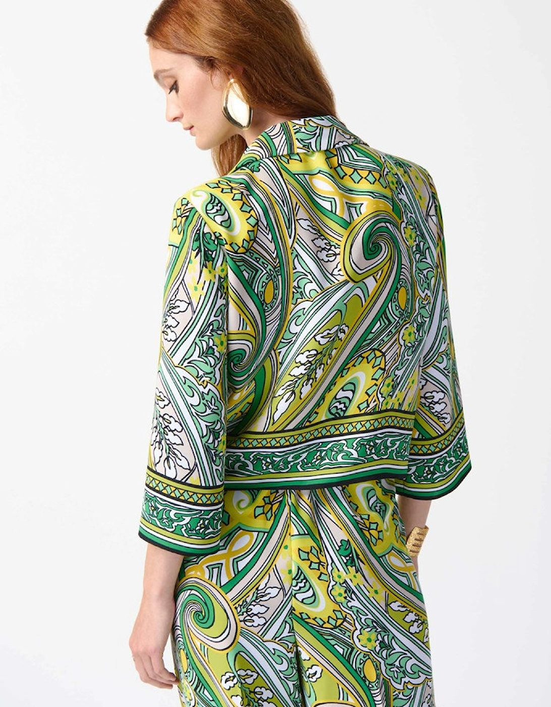 Woven paisley print tie front top