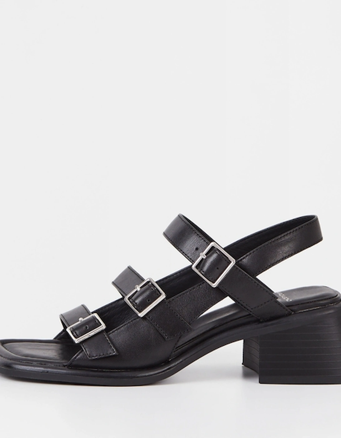 Women's Ines Buckle Leather Heeled Sandals - Black, 2 of 1