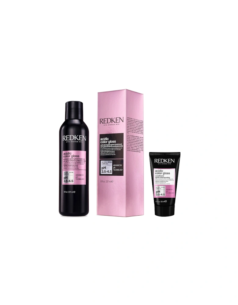 Acidic Color Gloss Activated Glass Gloss Treatment 237ml and Conditioner Mini 50ml, Glass-Like Shine (Worth £36.78)