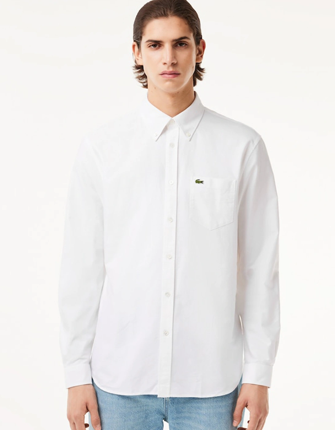 Lacoste Men's White Regular Fit Cotton Oxford Shirt  38/Regular Size 15