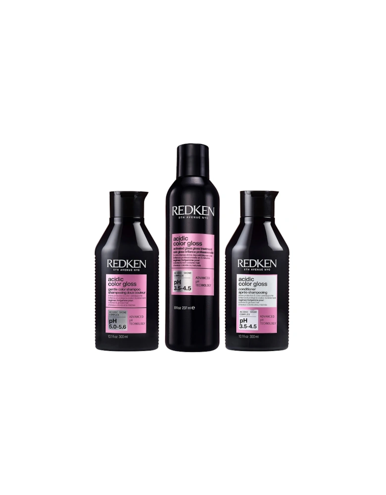Acidic Color Gloss Shampoo 300ml, Activated Glass Gloss Treatment 237ml and Conditioner 300ml