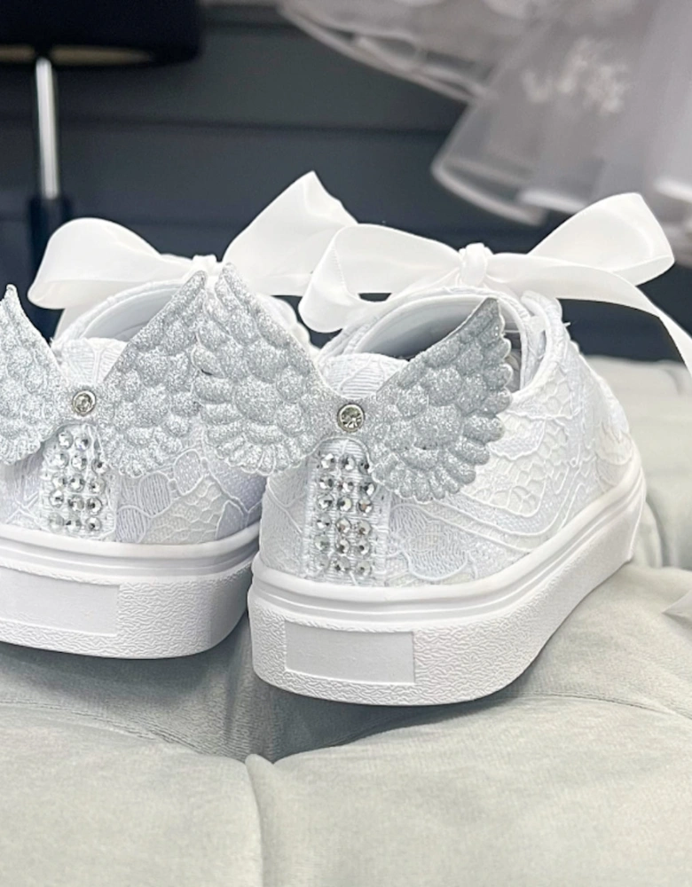 Elsa White Low Top Lace Wing Trainers