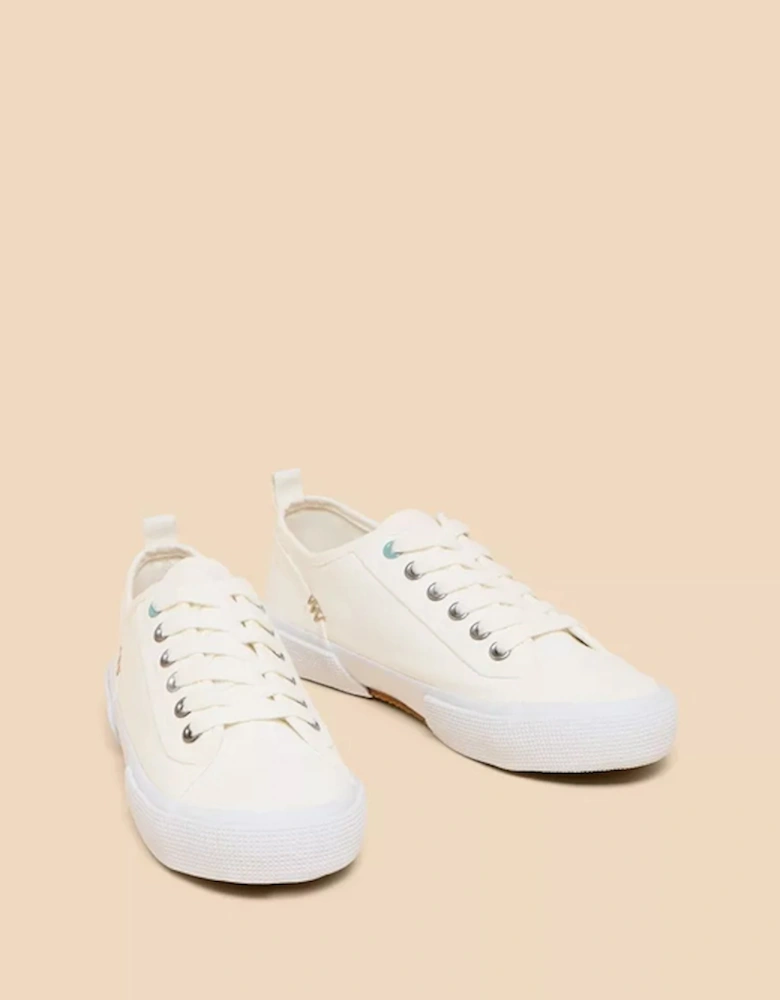 Women's Pippa Canvas Lace Up Trainer Brilliant White