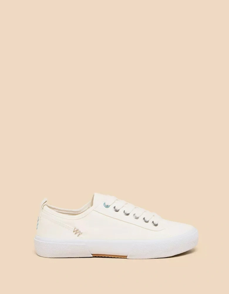 Women's Pippa Canvas Lace Up Trainer Brilliant White