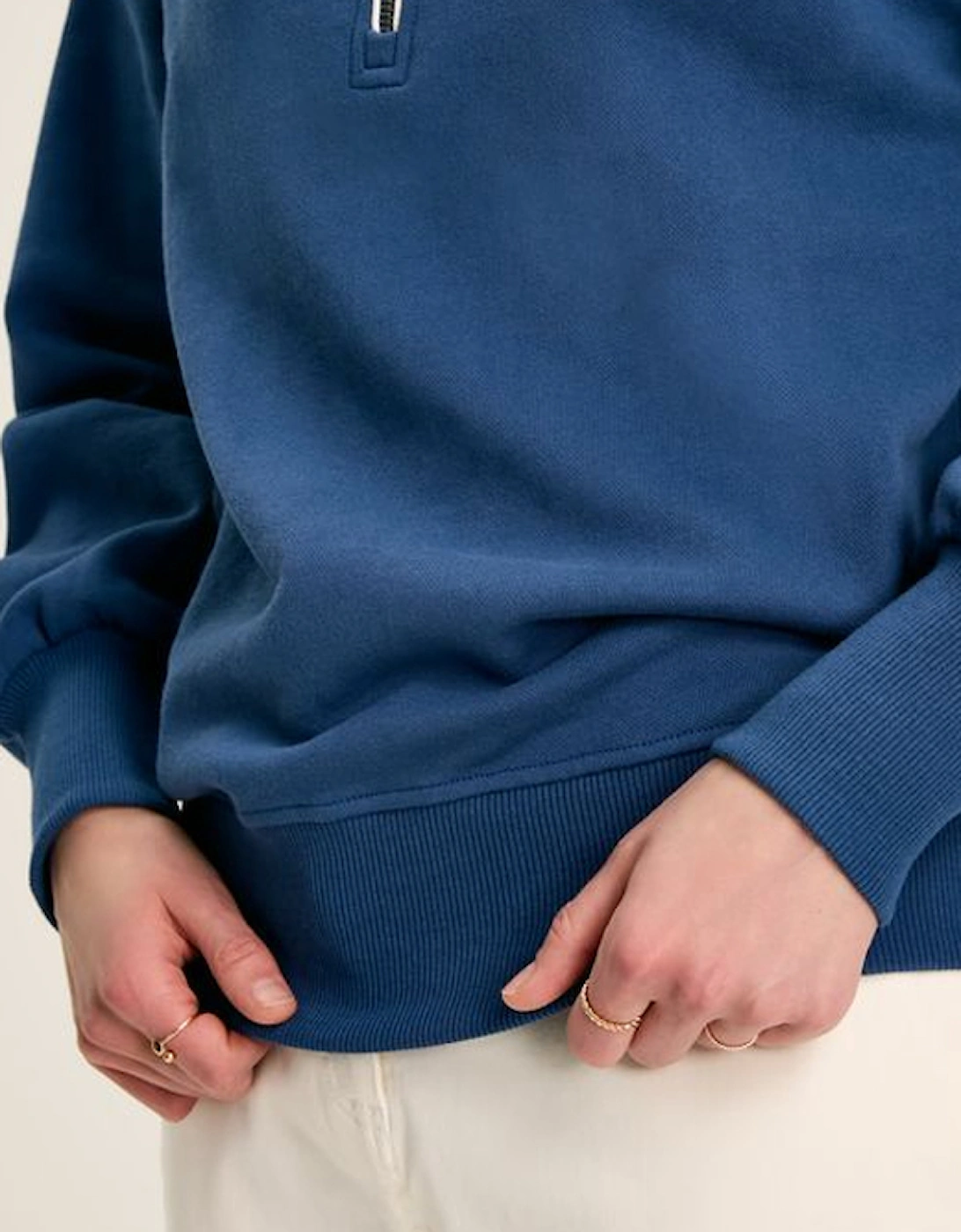 Women's Racquet Cotton Quarter Zip Sweatshirt Blue