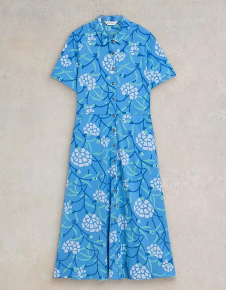 Women's Rua Jersey Shirt Dress Petite Blue Multi