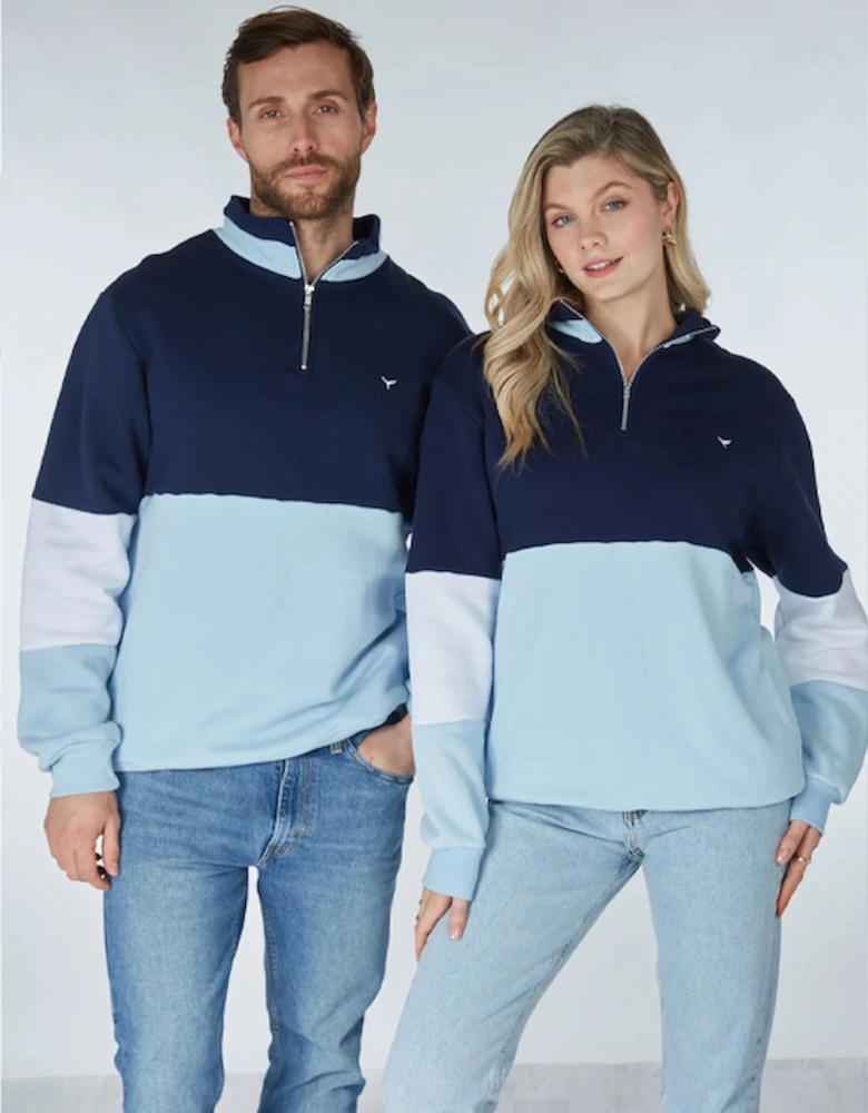 Whale Of A Time Unisex Cambridge Quarter Zip Light Blue