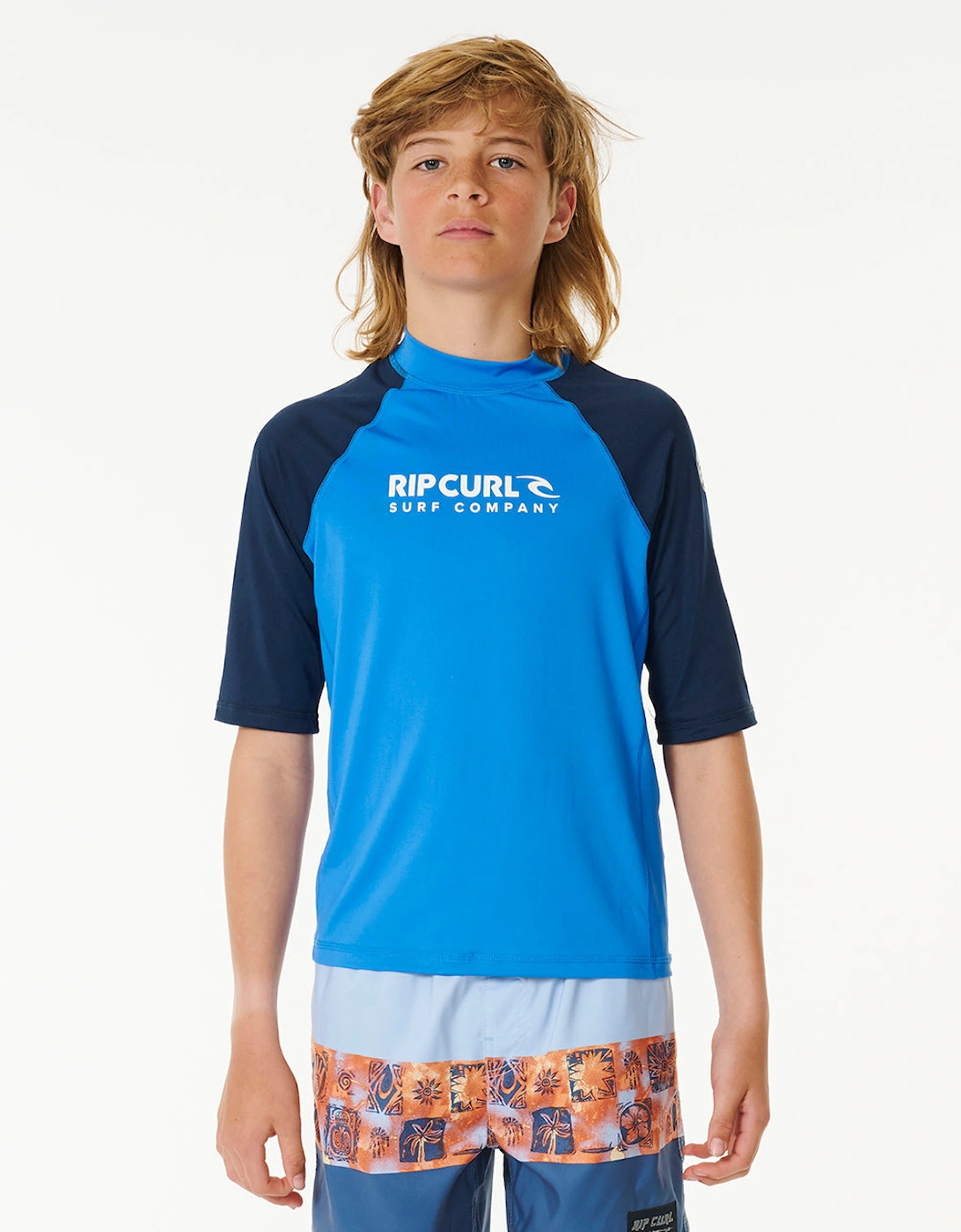 Rip Curl Kids Shock UPF 50 Short Sleeve Rash Vest - Blue Gum, 6 of 5