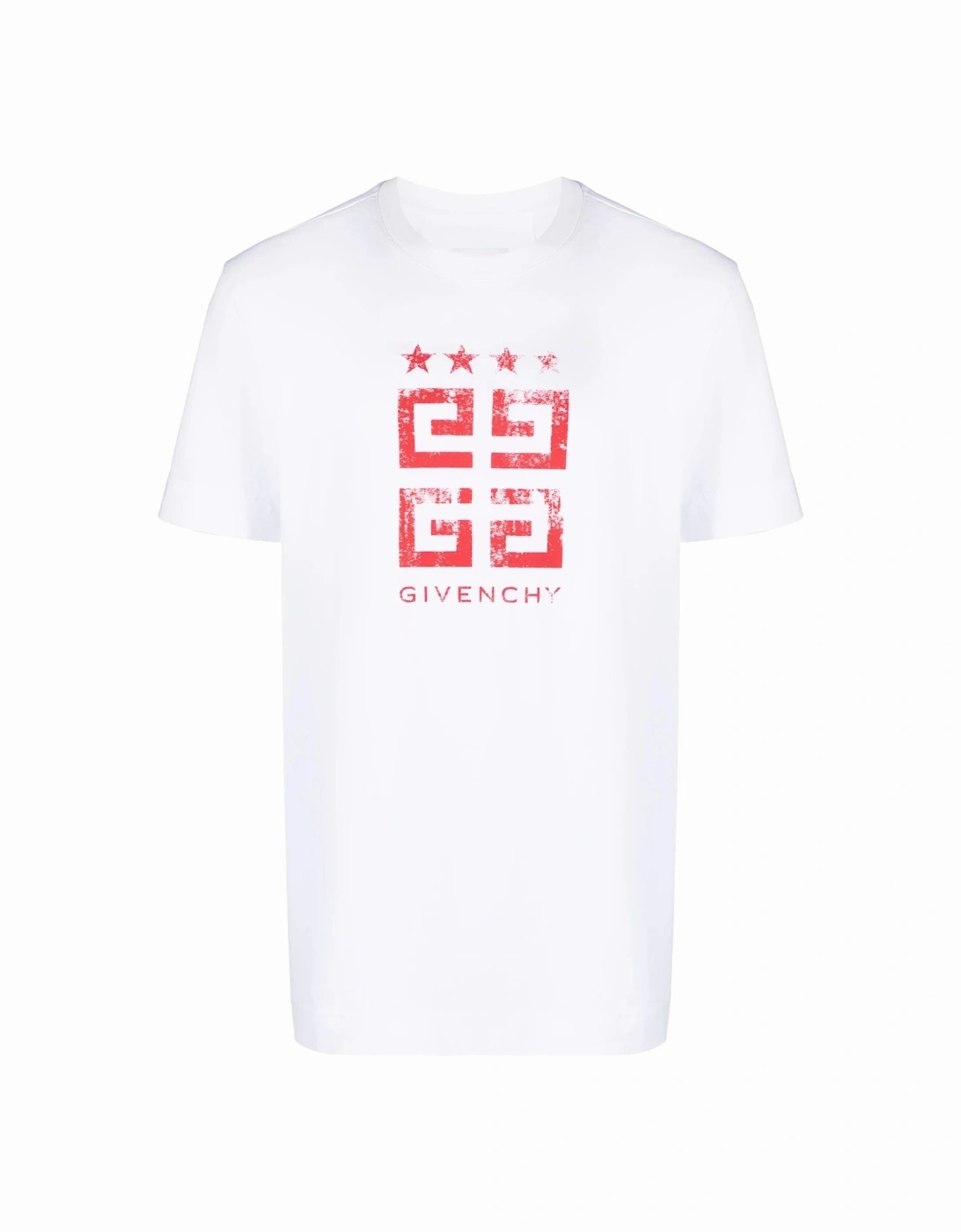 4G Stars Red Logo Printed T-Shirt in White, 6 of 5