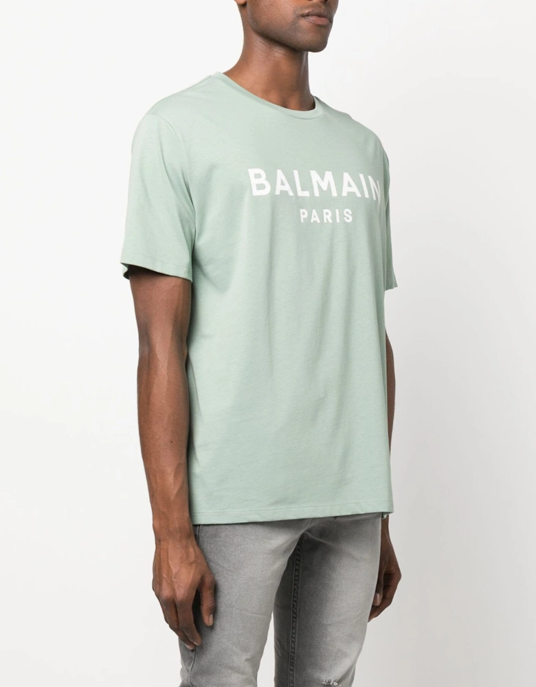 Paris Print Logo T-Shirt in Aqua Green