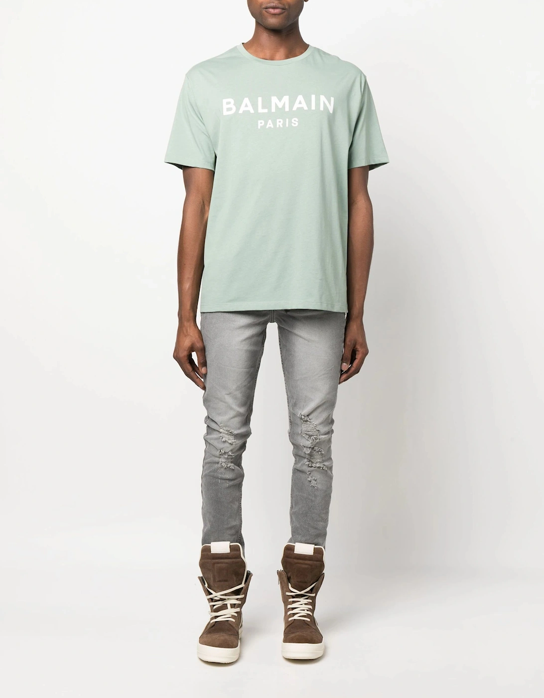 Paris Print Logo T-Shirt in Aqua Green