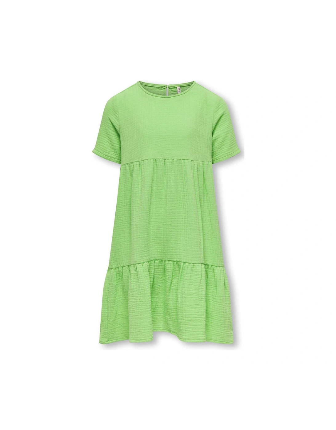 Girls Short Sleeve Cheesecloth Dress - Green, 3 of 2