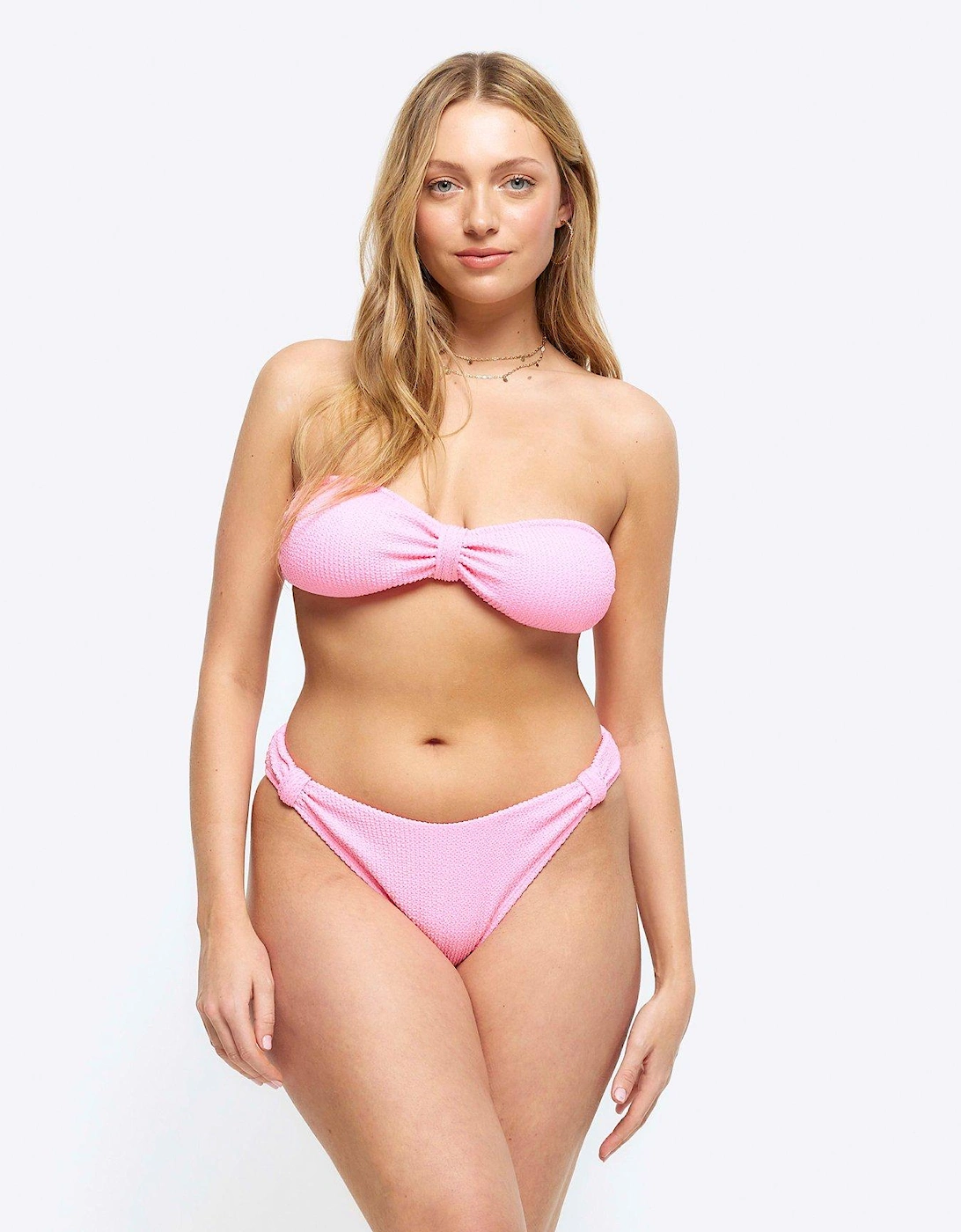 Textured Bandeau Bikini Top - Bright Pink, 2 of 1