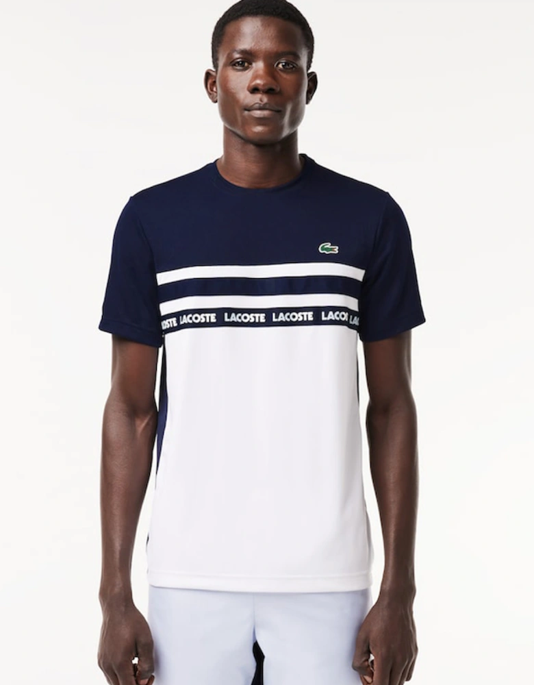 Men's Ultra-Dry Logo Stripe Pique Tennis T-Shirt
